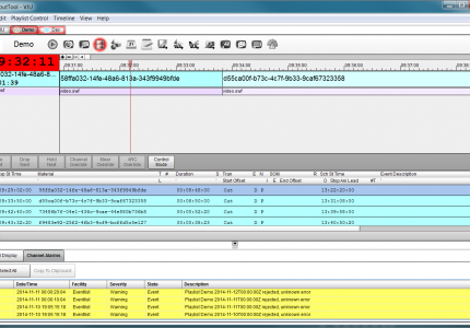 Harmonic's playout tool for monitoring channel events and errors.